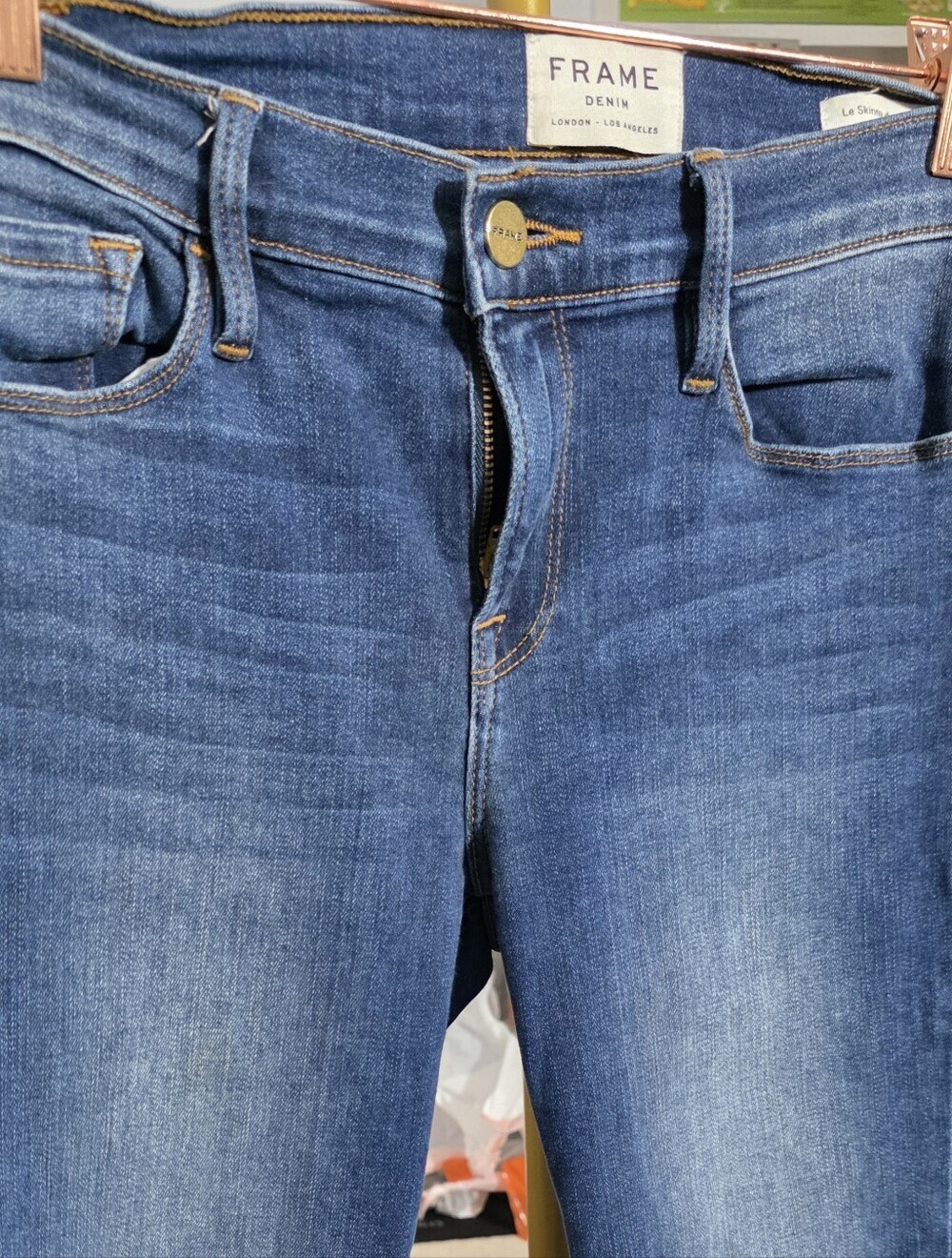Frame Le High Skinny Crop Jeans Medium Wash Stretch Denim Sz 28 - Picture 5 of 6